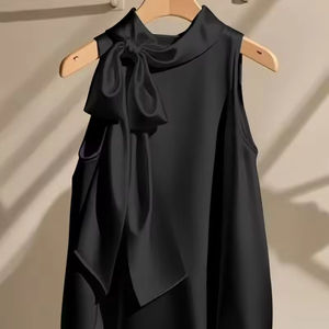 Blusas Coreanas para Mujer, Sin Mangas, con Lazo, Estilo Vintage, Holgadas, para Verano - Product Image 2