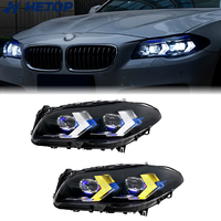 Phares HETOP F10 2010-2017, double couleur, style serpent, pour BMW Série 5, éclairage avant amélioré, LED jaune et blanc, lentille laser, Plug and Play