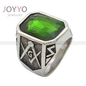 Paslanmaz çelik masonik yüzük erkekler Vintage yüzük Punk yakut akik büyük taş taş yüzük - Product Image 5