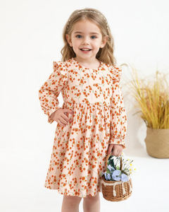 Abito Personalizzato per <span class=keywords><strong>Bambina</strong></span> con Maniche Lunghe a Volant, <span class=keywords><strong>Vestito</strong></span> Casual Floreale Boho, Outfit Carino e Morbido per l'Inverno e l'Autunno - Product Image 2