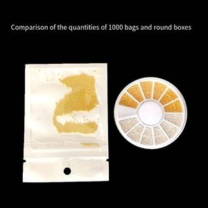 SunelPort Nail Art – Plateau rotatif 12 compartiments pour bijoux, petites perles en acier dorées et argentées de 1 mm, en alliage, non-décolorantes, non-fixables à chaud, pour caviar et strass - Product Image 4