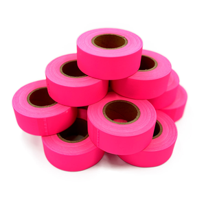 1inch Wide *50 Yds/roll <strong>PVC</strong> Flagging <strong>Tape</strong> Non Sticky Durable and Waterproof Pink Outdoor Line Boundary Trail Marker <strong>Tape</strong> - Product Image 2