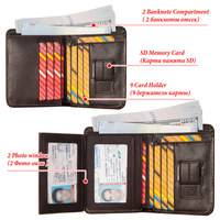 Dompet Kulit Asli Pria Anti-RFID Ultra Tipis dengan Jendela Kartu Identitas dan Lapisan Poliester untuk Perjalanan