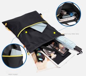 Sac à dos personnalisé avec cordon de serrage et poche zippée, sac imperméable pour la gym, les sports, les voyages et les activités de plage - Product Image 3