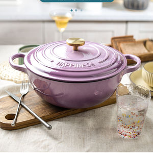 Vente <span class=keywords><strong>en</strong></span> gros d'accessoires de cuisine modernes Marmite peu profonde <span class=keywords><strong>en</strong></span> <span class=keywords><strong>fonte</strong></span> émaillée ustensiles de cuisine thermos casserole ronde avec couvercle - Product Image 3