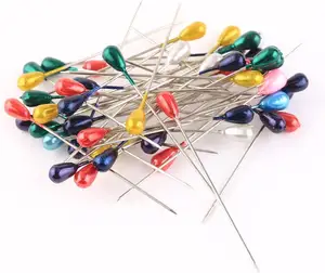 Hot sell home sewing needle register fashion pear shaped pin colorful pearl pin DIY sewing pearl decorative needle