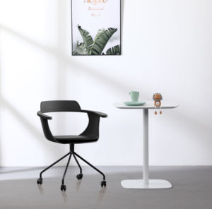 <span class=keywords><strong>Silla</strong></span> de Oficina Moderna de Plástico con Respaldo Perforado, Giratoria, Negra, con <span class=keywords><strong>Ruedas</strong></span>, para el Hogar o la Oficina, Estilo Nórdico - Product Image 3