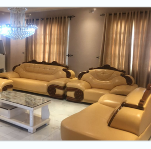 यूरोपीय हॉट सेल लिविंग रूम लक्जरी ऑस्ट्रेलियाई नक्काशी ठोस लकड़ी विला चमड़े के सोफे - Product Image 5