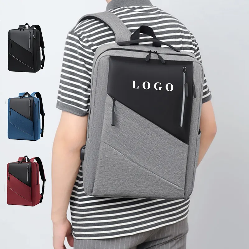 Sac à dos pour ordinateur portable d'affaires étanche et léger de voyage avec logo personnalisé Sacs d'école avec USB Vie quotidienne pour femmes hommes étudiants