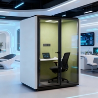Cabine de bureau acoustique moderne et mobile, pod de réunion insonorisé portable de grande taille avec structure en acier