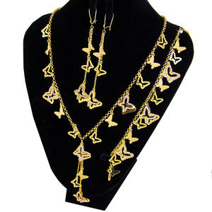 Parure de bijoux en zircone plaqué or 21 carats, style européen et américain, collier papillon pour mariage, bijoux haut de gamme pour femme - Product Image 2