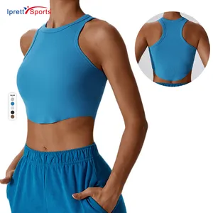 Özel sıkı ince Yoga Tank Top nefes nervürlü spor yelek Racerback kolsuz T-Shirt kadınlar için spor giyim