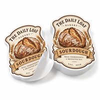 Autocollants découpés sur mesure pour café, boulangerie, aliments, étiquettes en vinyle imperméables, impression de logo pour boîtes de menu