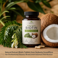 Comprimés de biotine 100% végétaux à base d'extrait de Sesbania Grandiflora, étiquette claire, végétalien, sans OGM, complément bien-être