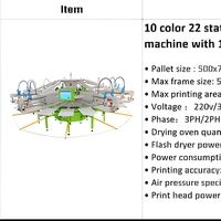 Máquina Automática de Serigrafía de Camisetas de 10 Colores y 22 Estaciones, Impresora Textil Tipo Carrusel con 10 Secadores de Flash