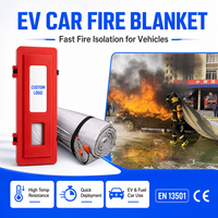 Couverture anti-feu en fibre de verre enduite de silicone pour voiture avec logo personnalisé, boîte en PP pour utilisation d'urgence en véhicule électrique