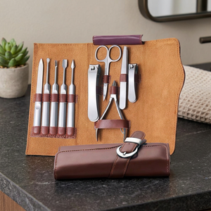 Kit de manucure en acier inoxydable, ensemble de manucure portable 10 en 1, étui à ongles, manucure classique pour adultes, kit de manucure avec étui - Product Image 4