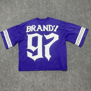 Alta calidad personalizado Boxy recortado Puff estampado Jersey Vintage deportes camisetas hombres sublimación poliéster Boxy Fit malla <span class=keywords><strong>Jerseys</strong></span> - Product Image 2