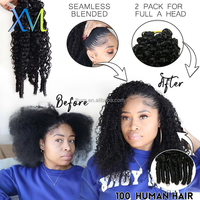 Extensions de cheveux humains au crochet, bouclées serrées, pré-séparées, sans nœuds, avec boucle pour tressage
