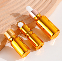 Flacons compte-gouttes en verre électroplaqué argent et or personnalisés, avec pipette à bulbe en caoutchouc, pour emballage cosmétique d'huiles essentielles et sérums