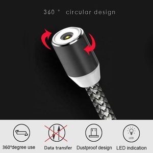 Vente en gros de câbles de charge magnétique lumineux en nylon USB 1m 2m 3m 2 3 en 1 pour <span class=keywords><strong>iPhone</strong></span>, câble de charge de téléphone portable - Product Image 3