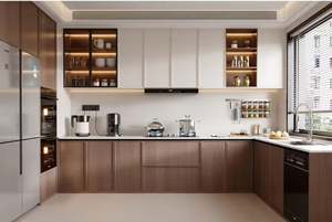 Scratch Resistance Kitchen Cabinet with Faucet <b>Drawer</b> Slide Basket Solid Surface Countertop for Villas - Product Image 2