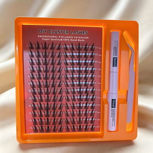 Kit <span class=keywords><strong>de</strong></span> <span class=keywords><strong>cils</strong></span> en grappe DIY Lanting Yate avec colle et outils, 12 rangées, volume intense 10D-20D, style naturel/bouclé/volumineux - Product Image 6