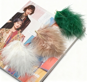 Plumes de dinde entièrement floquées à clipser, série Macaron, fournitures de bricolage, matériaux pour attrape-rêves et jouets pour chats, accessoires vestimentaires - Product Image 2