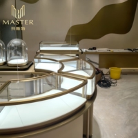Vitrine à bijoux en verre MASTER, armoire ronde de style îlot, haute transparence, résistante aux rayures, grande taille, comptoir à bijoux sur mesure