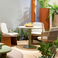 Ensemble de mobilier de jardin, tables et chaises en corde tissée imperméable, meubles de jardin en bois pour hôtels