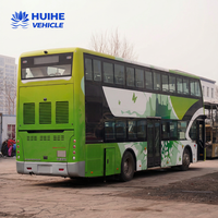 Autocar d'occasion à double étage de 70 places, diesel, transmission manuelle, marque Huihe, grande capacité, à vendre en Chine à prix abordable