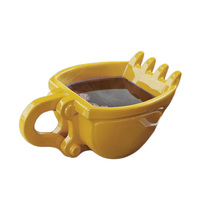 Mug à café créatif en céramique jaune en forme de godet d'excavatrice - Cadeau d'affaires, capacité 8oz, logo personnalisable
