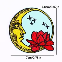 Patchs brodés Célestes Lune Soleil, Appliques thermocollantes DIY, Patchs Bohème Sorcière Champignon Crâne Cristal Floral pour Jeans et Vestes