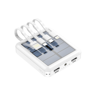 Batterie externe 10000mAh, chargeur portable avec 4 câbles intégrés, nouveau modèle d'usine, batterie solaire externe