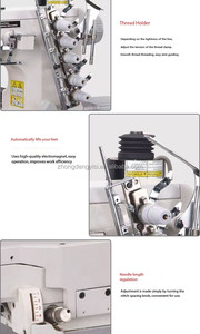 Máquina de Coser Industrial de Puntada Interlock de Accionamiento Directo con Cortahilos y Motor para Sudaderas, Ropa Interior y Sujetadores - Product Image 3