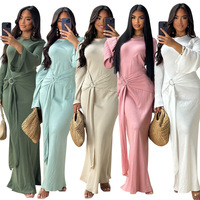 Robe élégante en mousseline pour femme, tenue de bureau modeste, jalabiya à manches longues en forme de feuille de lotus, couleur unie, abaya en polyester pour le quotidien