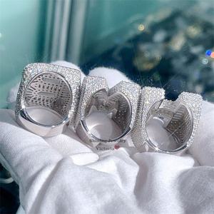 Лидер продаж, классическое круглое багетное кольцо из муассанита, бриллиантовое письмо на заказ - Product Image 4