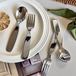 Cuillère et fourchette en acier inoxydable pour enfants, couverts pour bébé, cuillère à manger et à boire, fourchette à fruits, petite cuillère, cuillère à dessert - Product Image 2
