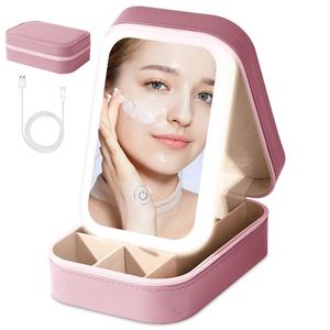 Trousse de Maquillage Portable avec Miroir LED, Boîte de Rangement Multi-Compartiments, Étui de Voyage pour Bijoux, Organisateur Cosmétique pour Femmes - Product Image 3