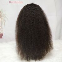 Peluca con diadema y cierre de encaje HD 5x5, lista para usar, cabello humano virgen vietnamita, trenzado invisible, rizado medio, 300% de densidad, 12A