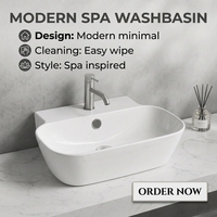 Vasque à poser moderne en céramique blanche de 16 pouces avec trou pour robinet pour salle de bain, faible MOQ usine (10 pièces)