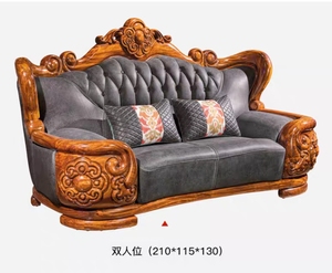 Canapé sectionnel de luxe antique en cuir véritable européen, durable et confortable, avec pieds en bois d'ébène, ensemble de meubles pour salon - Product Image 5
