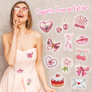 Hợp Thời Trang Cổ Điển Thân Thiện Với Môi 3D Thêu Các Bản Vá Lỗi Sắt Nhỏ Anh Đào Chữ Thập Hoa Thêu Nhiệt Báo Chí Các Bản Vá Lỗi Mũ Quần Áo - Product Image 3