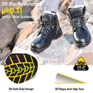 Botas de Trabajo de Cuero Negro Personalizadas DSF53 con Suela Roja Antideslizante, Calzado de Seguridad para Todas las Estaciones, Protección Normal, Sin Marca - Product Image 3