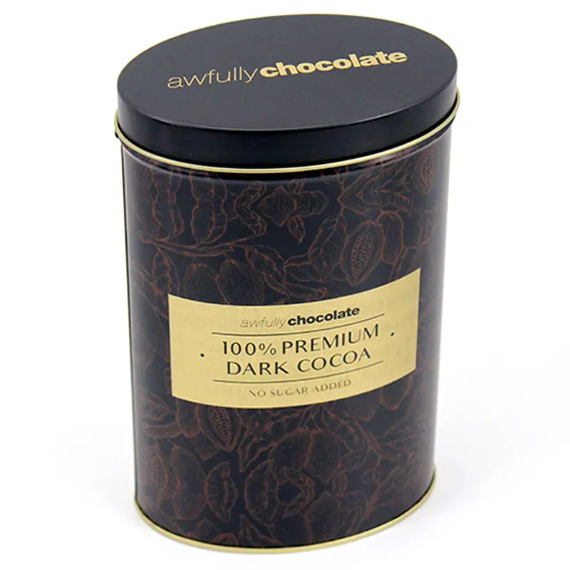 Oval Chocolate Iron Box Customized Black Coffee Bean Iron Can Gift Box Cocoa Powder Food Tinplate Can