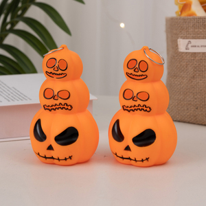 Linterna de calabaza de tres capas LED vela sin llama Halloween impreso ambiente festivo luz decoración del hogar adornos al aire libre fiestas - Product Image 6