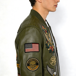 <span class=keywords><strong>Chaqueta</strong></span> de <span class=keywords><strong>Cuero</strong></span> Personalizada para <span class=keywords><strong>Hombre</strong></span>, <span class=keywords><strong>Chaqueta</strong></span> de Motociclista de <span class=keywords><strong>Cuero</strong></span> Vacuno, <span class=keywords><strong>Chaqueta</strong></span> Universitaria de <span class=keywords><strong>Cuero</strong></span> Completo con Bordado Liso en Relieve OEM - Product Image 2