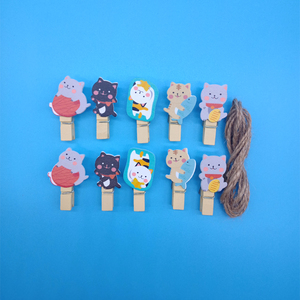 10 unids/pack lindo gato serie Clips de madera de la Oficina de la escuela suministros mensaje carpeta Festival Fiesta decoración tarjetas de foto Clips - Product Image 3