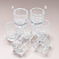 Gobelet en verre octogonal transparent à fond épais multicolores pour contenir le dissolvant pour vernis à ongles et le liquide acrylique