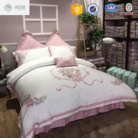 Literie de luxe à broderie personnalisée Double King Size Ensemble de draps d'hôtel